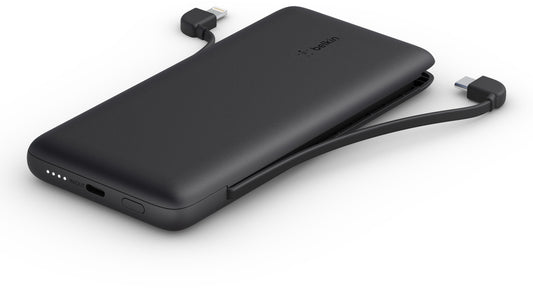 Vanjska baterija Belkin BoostCharge Plus, 10000mAh, 23W, QC + PD, 1 x Lightning - 2 x USB-C, Crna BPB006btBLK