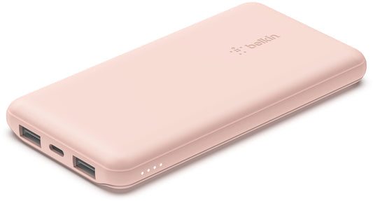 Vanjska baterija Belkin BoostCharge, 10000mAh, 15W, 1 x USB-C - 2 x USB-A, Roza BPB011btRG