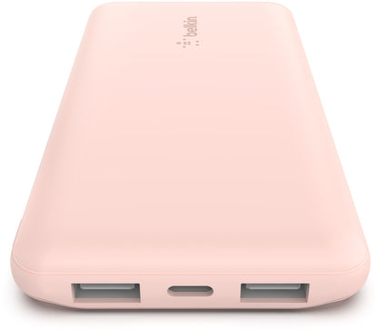 Vanjska baterija Belkin BoostCharge, 10000mAh, 15W, 1 x USB-C - 2 x USB-A, Roza BPB011btRG