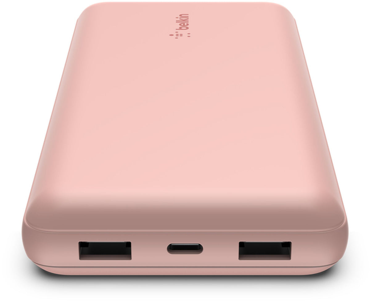 Vanjska baterija Belkin BoostCharge, 20000mAh, 15W, 1 x USB-C - 2 x USB-A, Ružičasto zlatna BPB012btRG