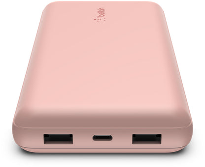 Vanjska baterija Belkin BoostCharge, 20000mAh, 15W, 1 x USB-C - 2 x USB-A, Ružičasto zlatna BPB012btRG