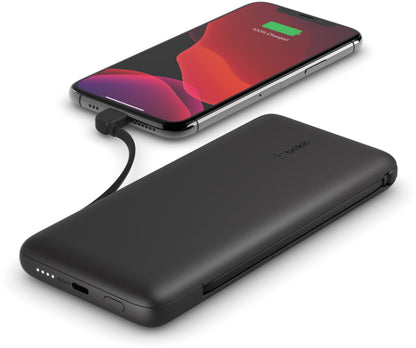 Vanjska baterija Belkin BoostCharge Plus, 10000mAh, 23W, QC + PD, 1 x Lightning - 2 x USB-C, Crna BPB006btBLK