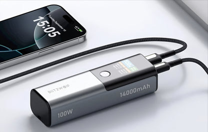 Vanjska baterija BlitzWolf BW-P23, 14000mAh, 100W, QC + PD, 1 x USB-A - 1 x USB-C, Siva