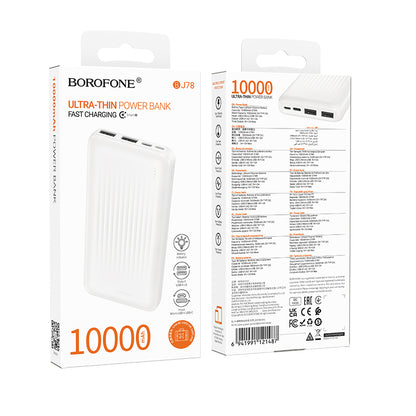 Vanjska baterija Borofone BJ78 Clever, 10000mAh, 10W, 2 x USB-A, Bijela