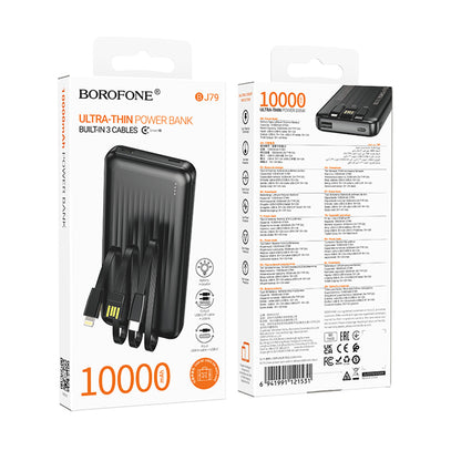 Vanjska baterija Borofone BJ79 Clever, 10000mAh, 10W, 1 x Lightning - 1 x USB-A - 1 x USB-C, Crna