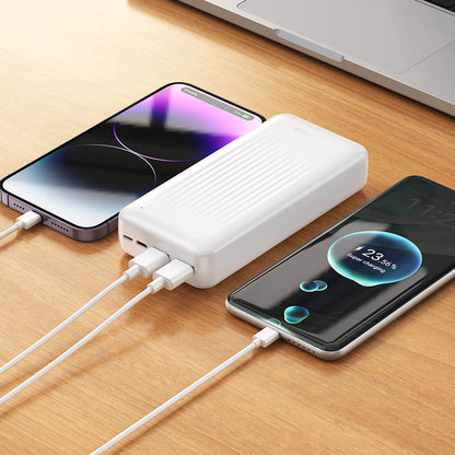 Vanjska baterija Borofone BJ80A Clever, 20000mAh, 22.5W, QC + PD, 1 x USB-C - 2 x USB-A, Bijela