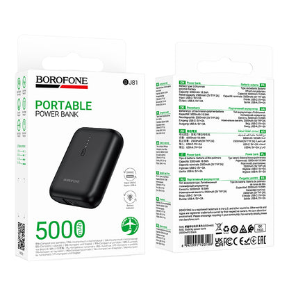 Vanjska baterija Borofone BJ81 Stability, 5000mAh, 10W, 1 x USB-A, Crna