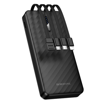 Vanjska baterija Borofone BJ84 Smooth, 10000mAh, 10W, 1 x Lightning - 1 x microUSB - 1 x USB-A - 1 x USB-C, Crna
