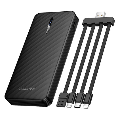 Vanjska baterija Borofone BJ84 Smooth, 10000mAh, 10W, 1 x Lightning - 1 x microUSB - 1 x USB-A - 1 x USB-C, Crna