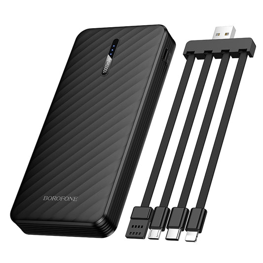 Vanjska baterija Borofone BJ84 Smooth, 10000mAh, 10W, 1 x Lightning - 1 x microUSB - 1 x USB-A - 1 x USB-C, Crna