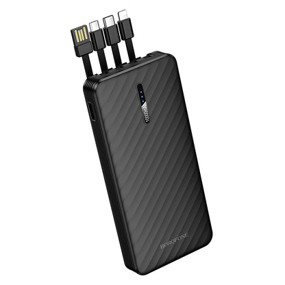 Vanjska baterija Borofone BJ84 Smooth, 10000mAh, 10W, 1 x Lightning - 1 x microUSB - 1 x USB-A - 1 x USB-C, Crna