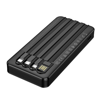 Vanjska baterija Borofone BJ84 Smooth, 10000mAh, 10W, 1 x Lightning - 1 x microUSB - 1 x USB-A - 1 x USB-C, Crna