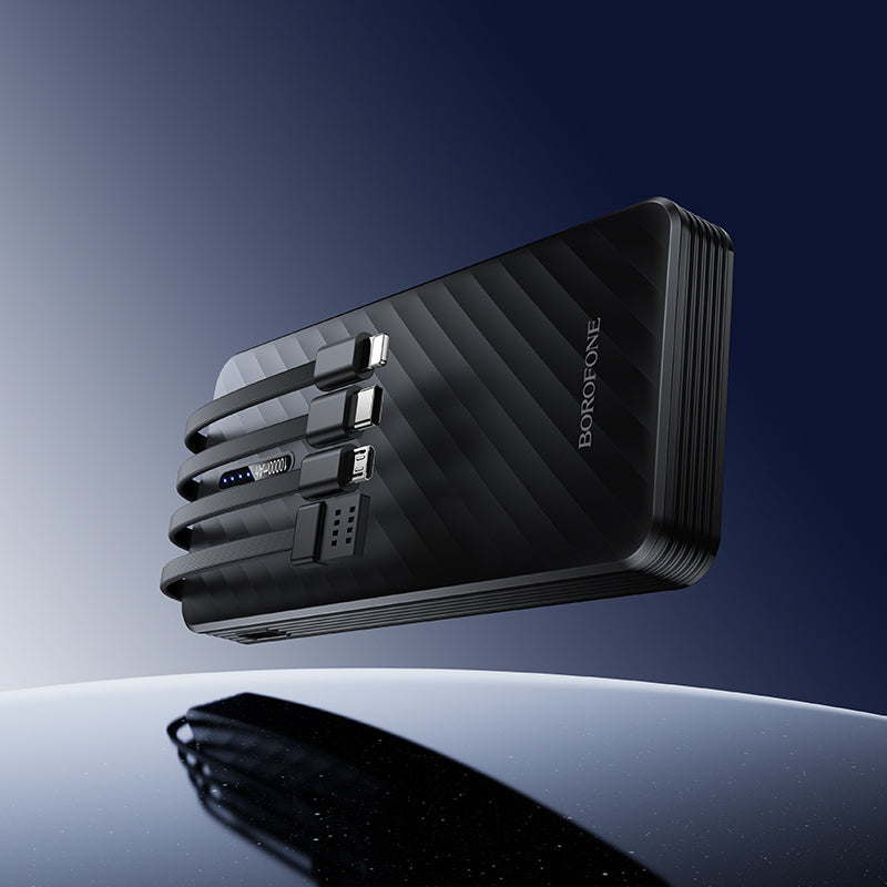 Vanjska baterija Borofone BJ84 Smooth, 10000mAh, 10W, 1 x Lightning - 1 x microUSB - 1 x USB-A - 1 x USB-C, Crna