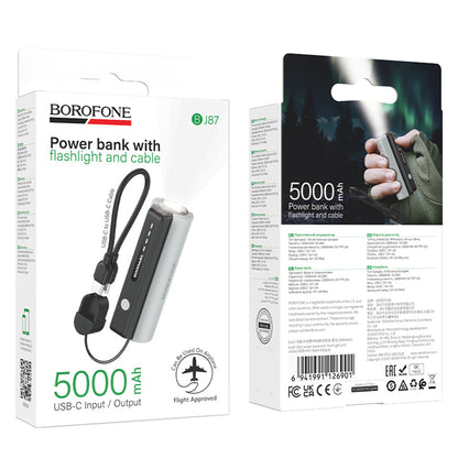 Vanjska baterija Borofone BJ87 Star, 5000mAh, 10W, 1 x USB-C, Siva