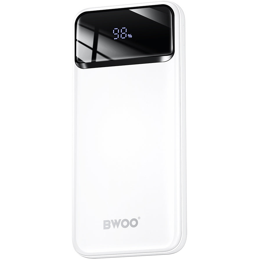 Vanjska baterija BWOO BO-P34, 10000mAh, 22.5W, QC + PD, 1 x USB-C - 2 x USB-A, Bijela
