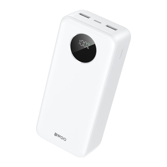 Vanjska baterija BWOO BO-P64, 30000mAh, 22.5W, QC + PD, 1 x USB-C - 2 x USB-A, Bijela