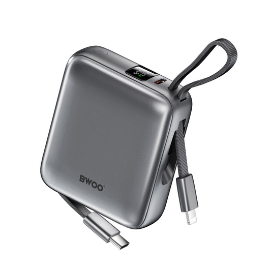 Vanjska baterija BWOO BO-P74, 10000mAh, 22.5W, PD, 1 x Lightning - 2 x USB-C, Crna