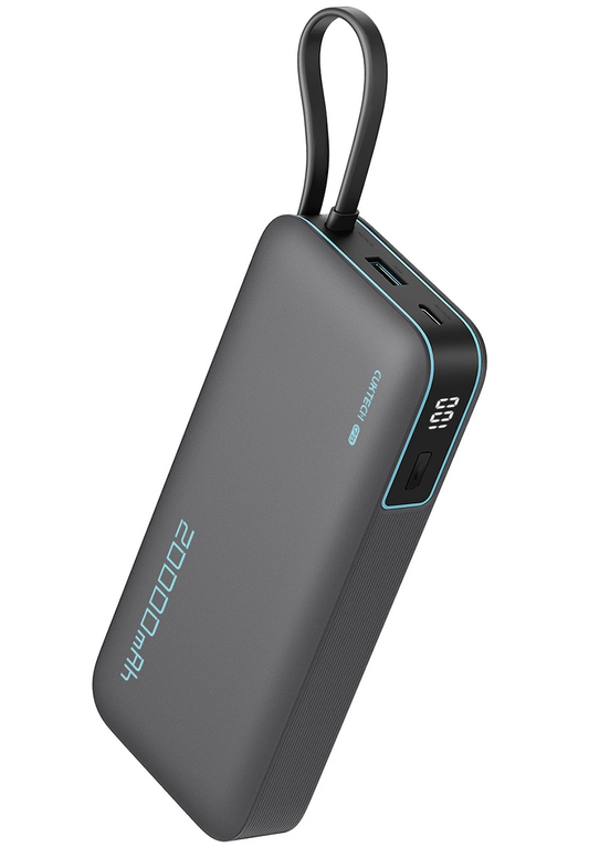Vanjska baterija Cuktech, 20000mAh, 55W, QC + PD, 1 x USB-A - 2 x USB-C, Siva CUKP200NGLDG