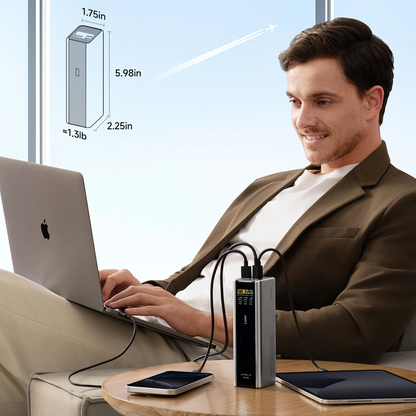 Vanjska baterija Cuktech, 20000mAh, 210W, QC + PD, 1 x USB-A - 2 x USB-C, Siva CKPB200UGLGR