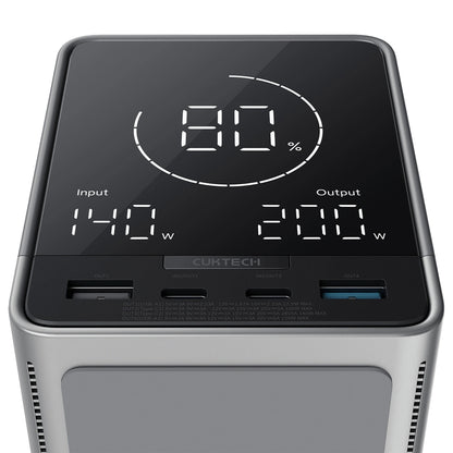 Vanjska baterija Cuktech, 40000mAh, 300W, QC + PD + FQI, 1 x QI - 2 x USB-A - 2 x USB-C, Crna
