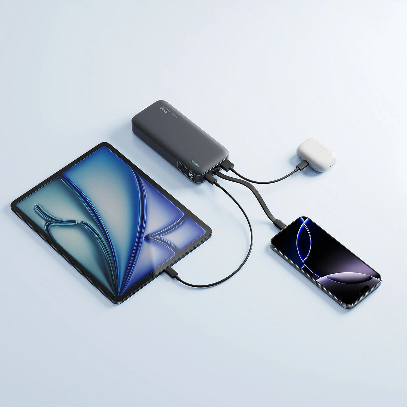 Vanjska baterija Cuktech LPB200N, 20000mAh, 40W, QC + PD, 1 x USB-A - 2 x USB-C, Crna