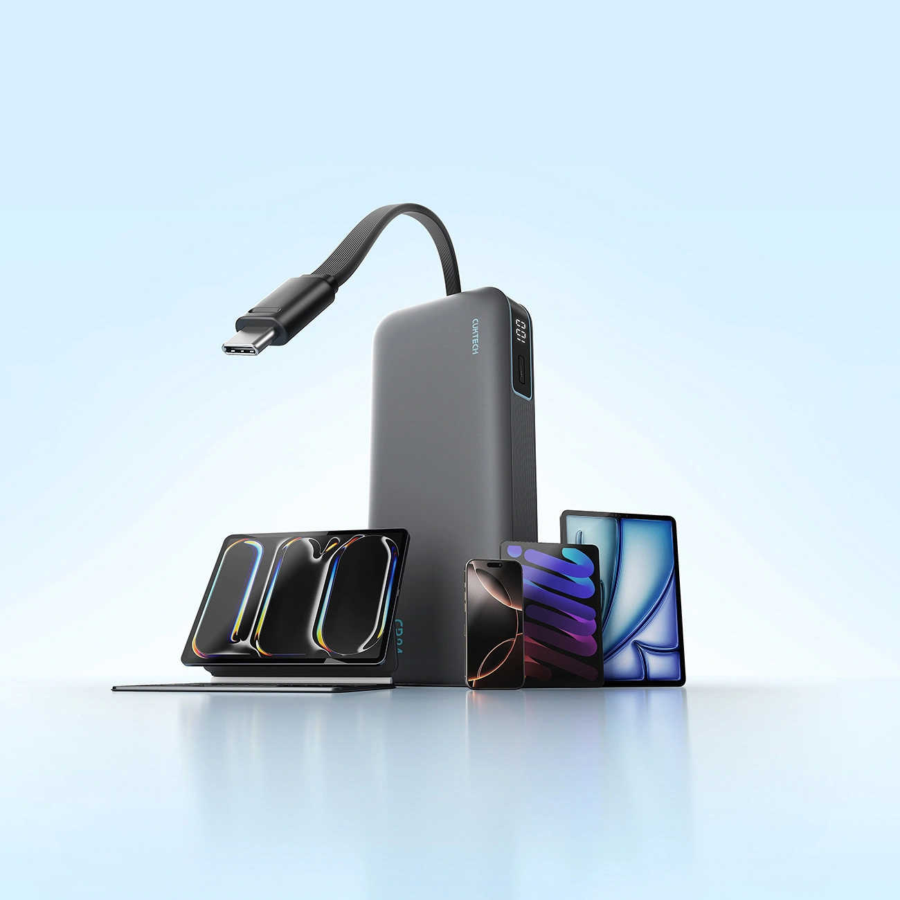 Vanjska baterija Cuktech LPB200N, 20000mAh, 40W, QC + PD, 1 x USB-A - 2 x USB-C, Crna