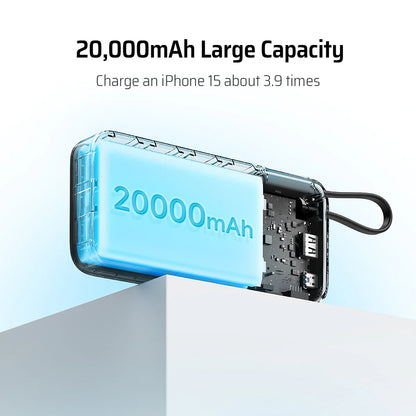 Vanjska baterija Cuktech LPB200N, 20000mAh, 45W, QC + PD, 1 x USB-A - 2 x USB-C, Bijela CUKP200NGLLG