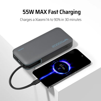 Vanjska baterija Cuktech LPB200N, 20000mAh, 45W, QC + PD, 1 x USB-A - 2 x USB-C, Bijela CUKP200NGLLG