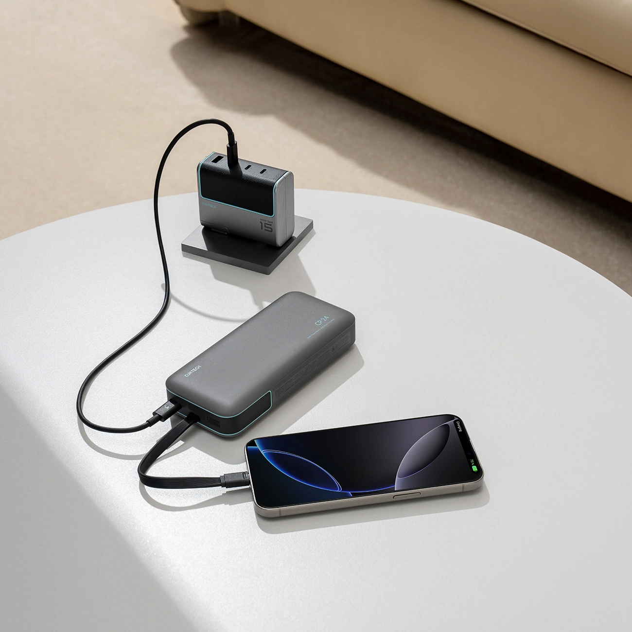 Vanjska baterija Cuktech LPB200N, 20000mAh, 40W, QC + PD, 1 x USB-A - 2 x USB-C, Crna