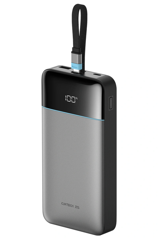 Vanjska baterija Cuktech LPB252N, 25000mAh, 120W, QC + PD, 1 x USB-A - 2 x USB-C, Siva