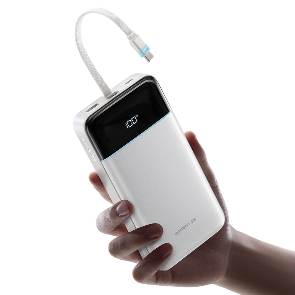 Prijenosna baterija Cuktech LPB252N, 25000 mAh, 120 W, QC + PD, 1 × USB-A – 2 × USB-C, bijela