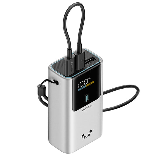 Vanjska baterija Cuktech PB1055, 10000mAh, 55W, QC + PD, 1 x USB-A - 2 x USB-C, Siva CKPB1055GBTG