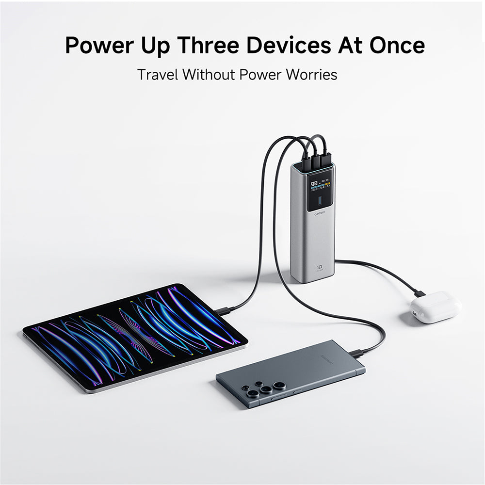 Vanjska baterija Cuktech PB150P, 15000mAh, 120W, QC + PD, 1 x USB-A - 2 x USB-C, Siva CKPB150POSGR