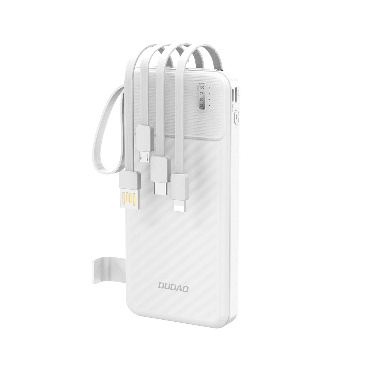 Vanjska baterija Dudao K11, 10000mAh, 10W, 1 x Lightning - 1 x microUSB - 1 x USB-A - 1 x USB-C, Bijela