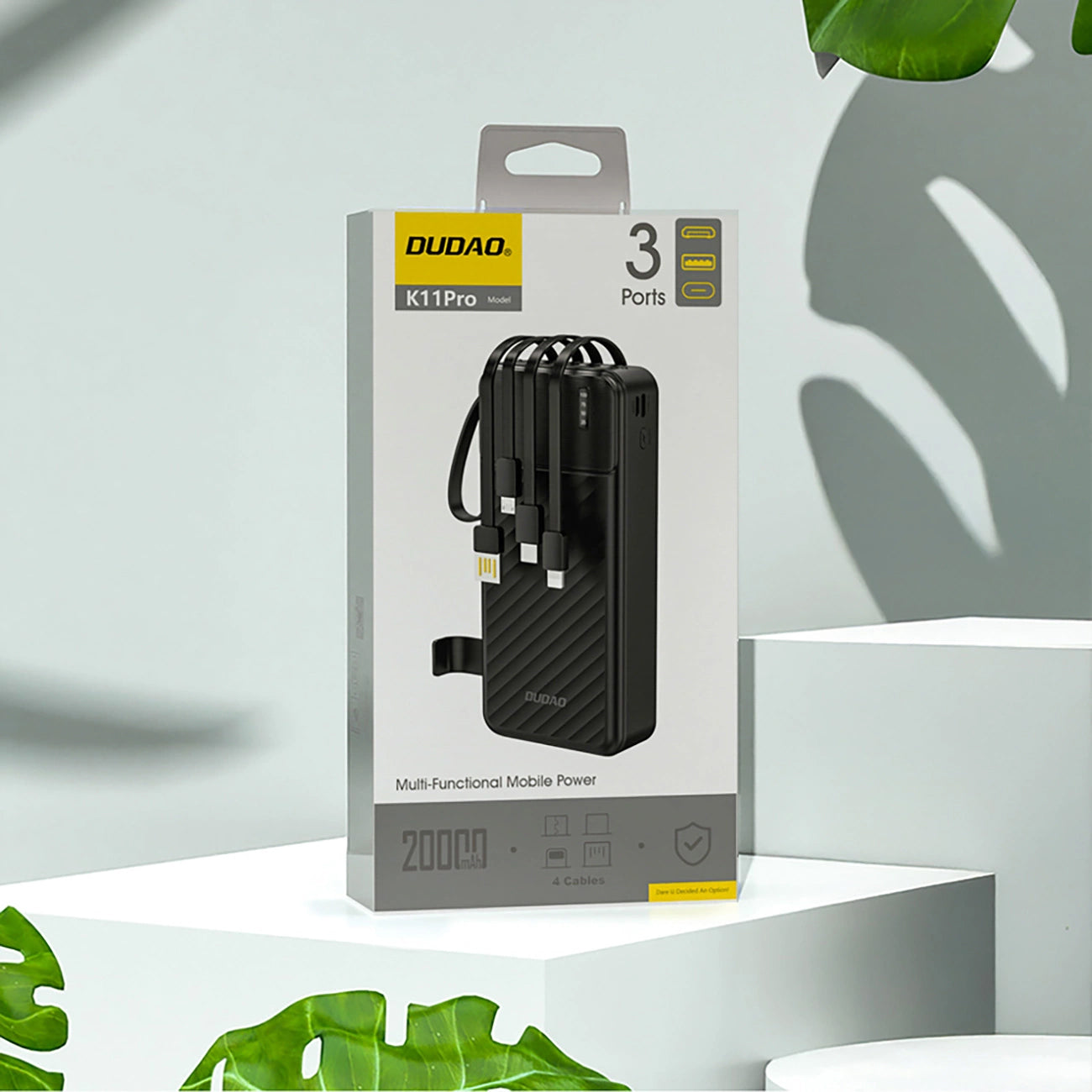 Vanjska baterija Dudao K11 Pro, 20000mAh, 10W, 1 x Lightning - 1 x microUSB - 1 x USB-A - 1 x USB-C, Crna