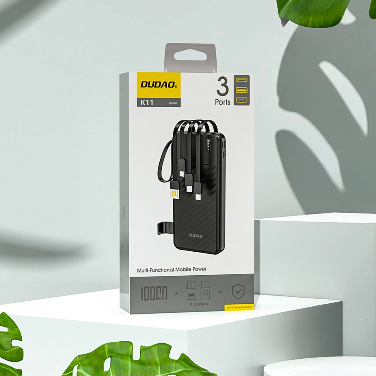 Vanjska baterija Dudao K11, 10000mAh, 10W, 1 x Lightning - 1 x microUSB - 1 x USB-A - 1 x USB-C, Crna