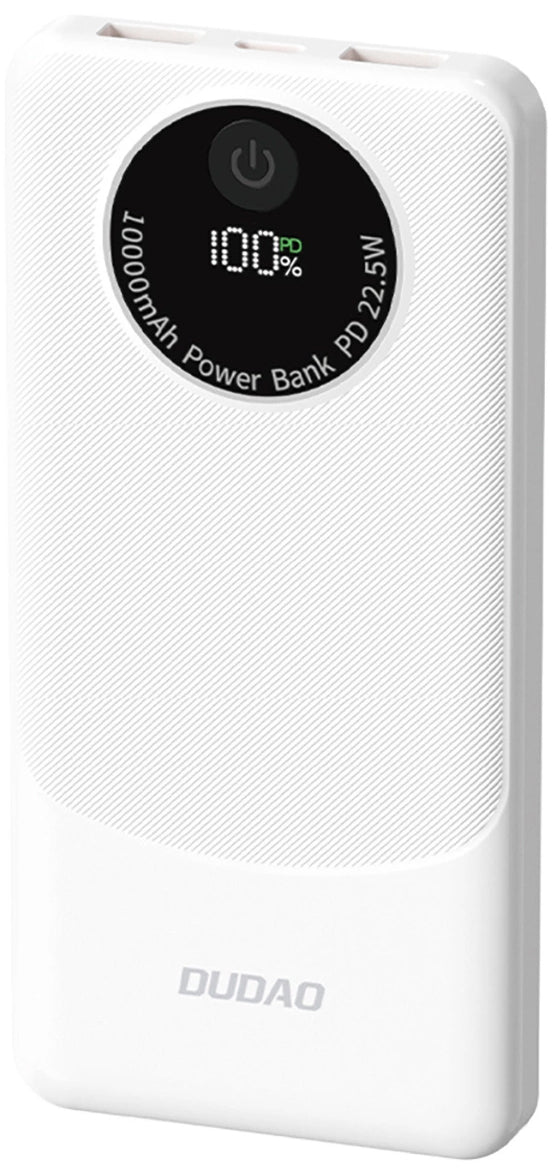 Vanjska baterija Dudao K12, 10000mAh, 22.5W, QC + PD, 1 x USB-C - 2 x USB-A, Bijela