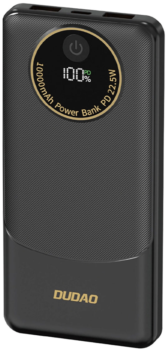 Vanjska baterija Dudao K12, 10000mAh, 22.5W, QC + PD, 1 x USB-C - 2 x USB-A, Crna