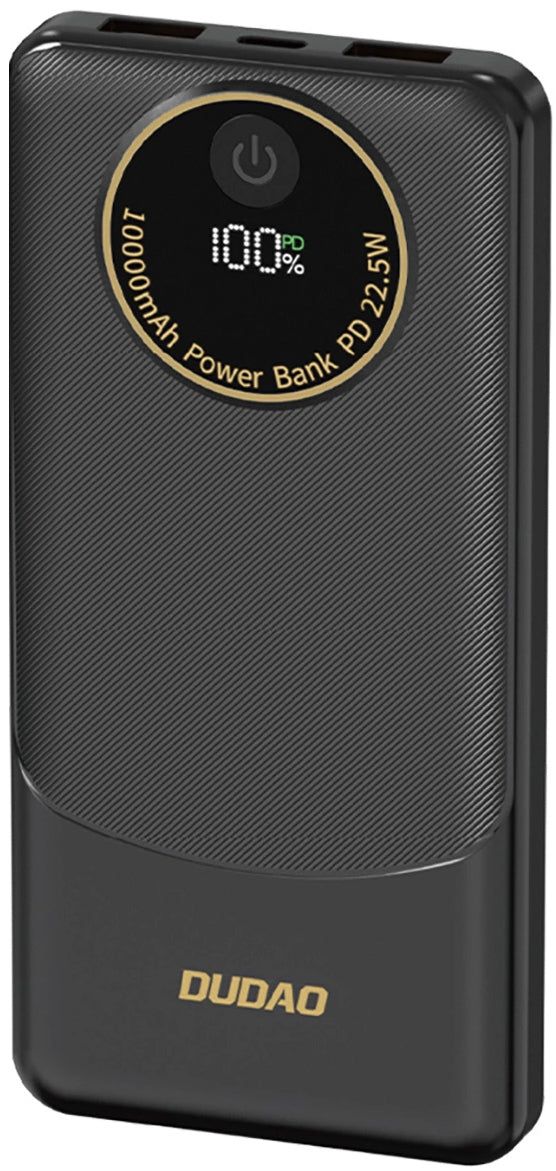 Vanjska baterija Dudao K12, 10000mAh, 22.5W, QC + PD, 1 x USB-C - 2 x USB-A, Crna