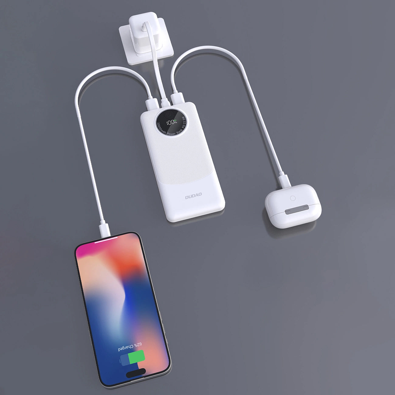 Vanjska baterija Dudao K12, 10000mAh, 22.5W, QC + PD, 1 x USB-C - 2 x USB-A, Crna