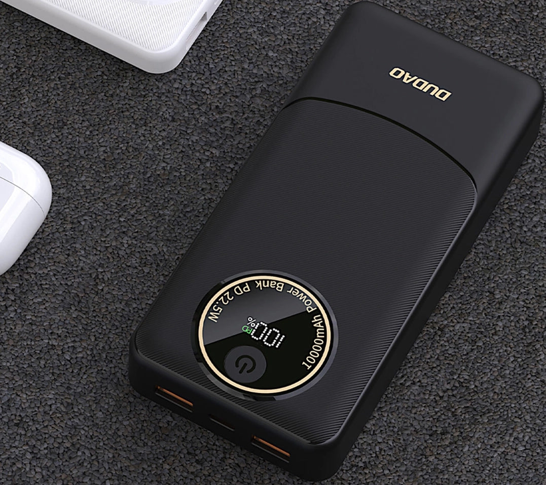 Vanjska baterija Dudao K12Pro, 20000mAh, 22.5W, QC + PD, 1 x USB-C - 2 x USB-A, Crna