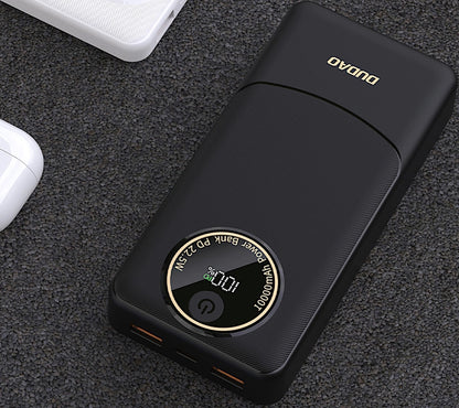 Vanjska baterija Dudao K12Pro, 20000mAh, 22.5W, QC + PD, 1 x USB-C - 2 x USB-A, Crna