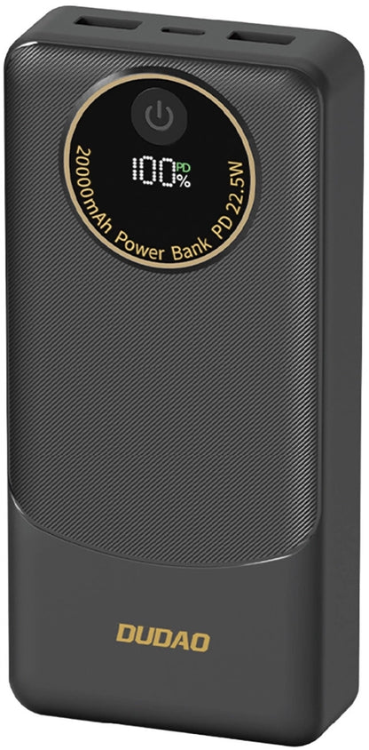 Vanjska baterija Dudao K12Pro, 20000mAh, 22.5W, QC + PD, 1 x USB-C - 2 x USB-A, Crna