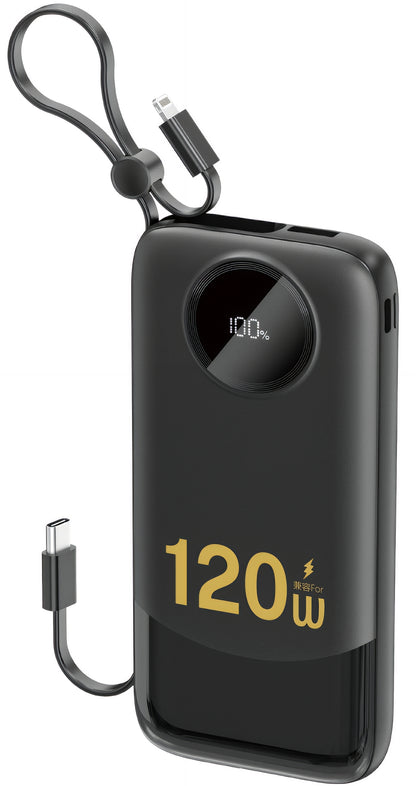 Vanjska baterija Dudao K13, 10000mAh, 120W, QC + PD, 1 x Lightning - 1 x USB-A - 2 x USB-C, Crna
