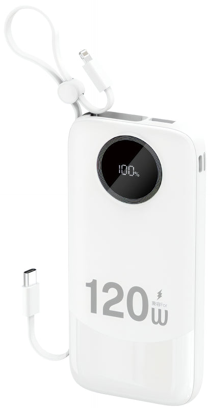 Vanjska baterija Dudao K13, 10000mAh, 120W, QC + PD, 1 x Lightning - 1 x USB-A - 2 x USB-C, Bijela