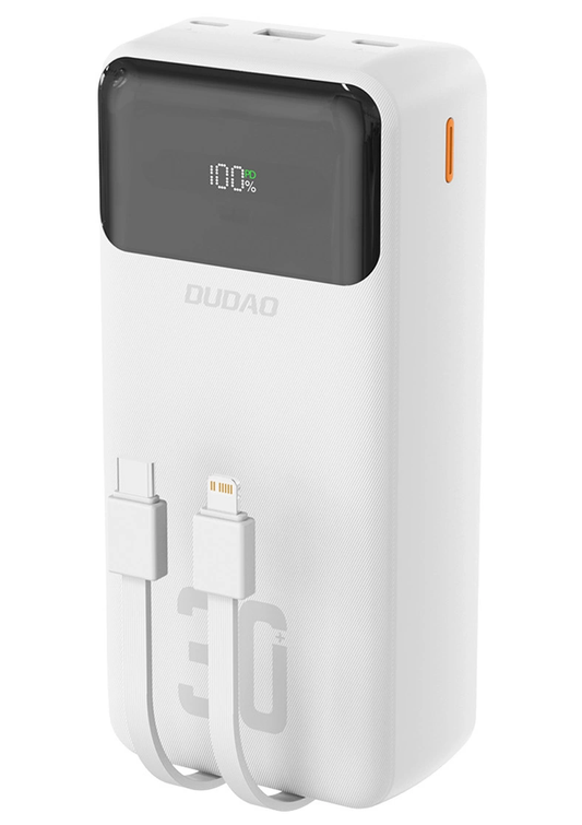 Vanjska baterija Dudao K15MAX, 30000mAh, 22.5W, QC + PD, 1 x USB-A - 2 x Lightning - 2 x USB-C, Bijela
