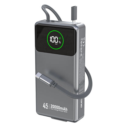 Vanjska baterija Dudao K31 Pro, 20000mAh, 45W, QC + PD, 1 x USB-A - 2 x USB-C, Siva