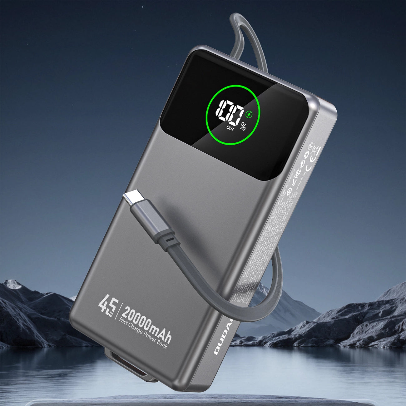 Vanjska baterija Dudao K31 Pro, 20000mAh, 45W, QC + PD, 1 x USB-A - 2 x USB-C, Siva