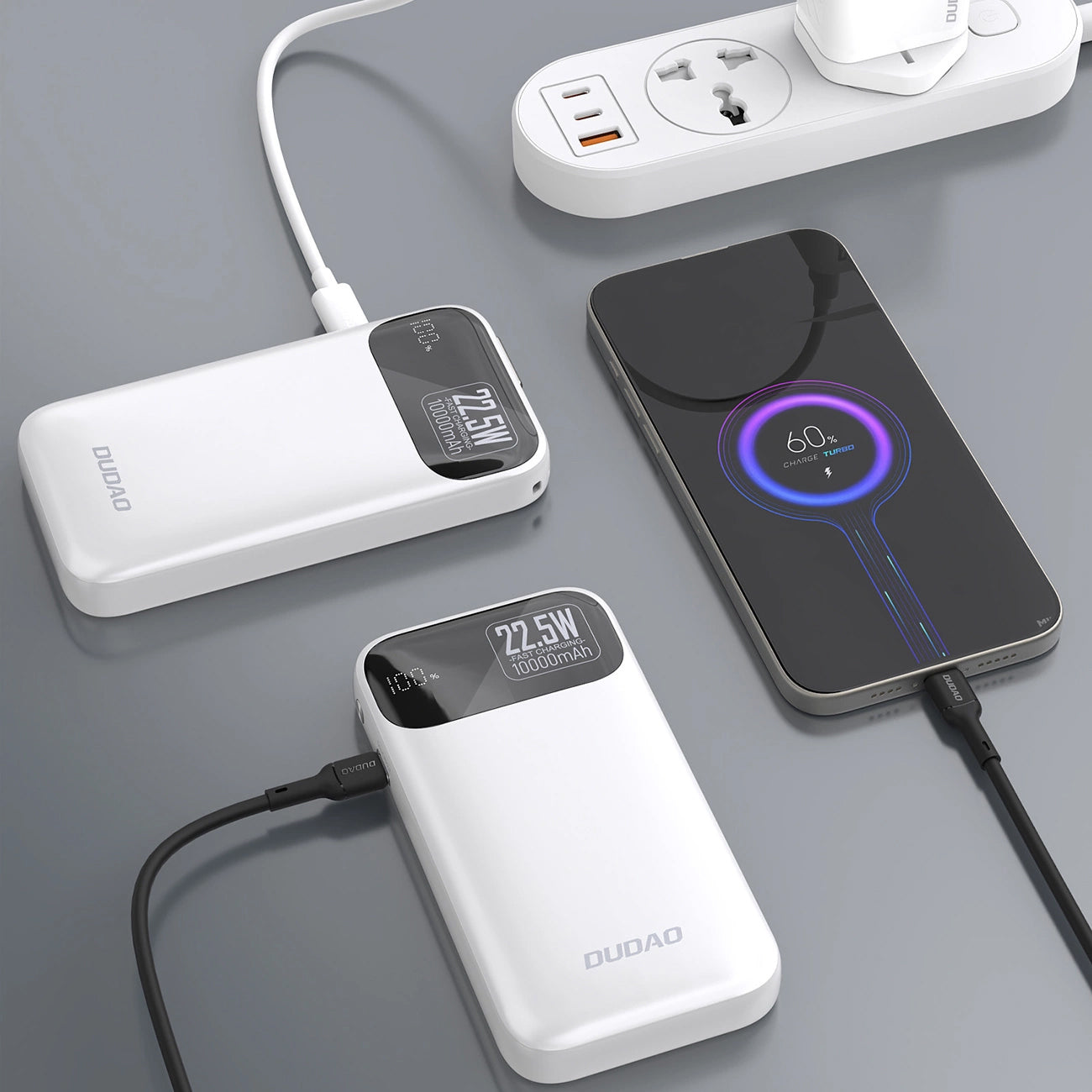 Vanjska baterija Dudao K31, 10000mAh, 22.5W, PD, 2 x USB-C, Bijela