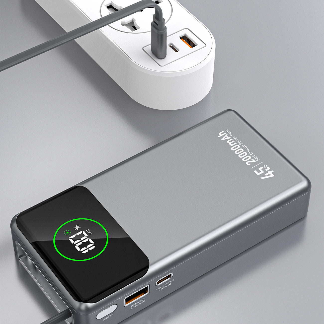 Vanjska baterija Dudao K31 Pro, 20000mAh, 45W, QC + PD, 1 x USB-A - 2 x USB-C, Siva
